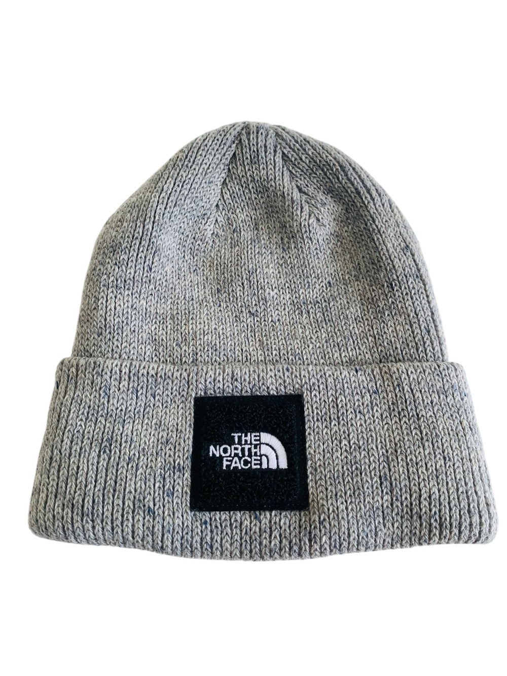 The North Face Grey Cuffed Ribbed Boxed Logo Beanie Unisex OS